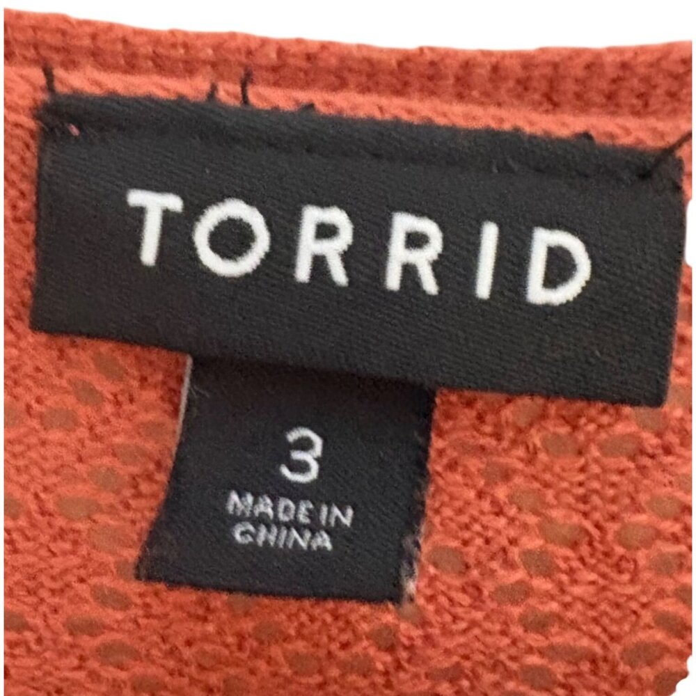 Torrid Long Open Cardigan 3X Rust Orange Sheer Knit Lightweight Short Sleeve - Picture 4 of 6